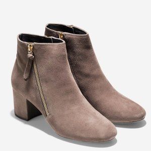 Cole Haan Women’s Brown Suede Heeled Saylor Grand Bootie II Ankle Boot